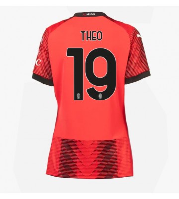 AC Milan Theo Hernandez #19 Koszulka Podstawowych Kobiety 2023-24 Krótki Rękaw
